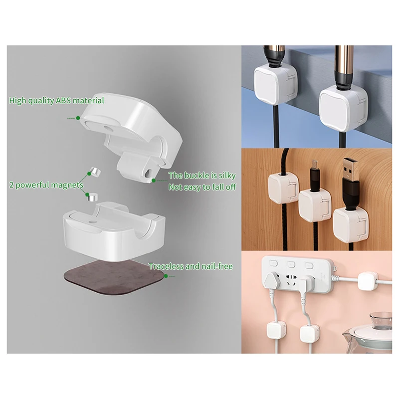 Магнитный зажим для кабеля, 6 шт., клейкая стойка для проводов ...
