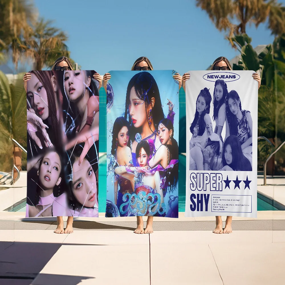 Kpop N-Newjeans мультяшное пляжное полотенце милый кавайный декор комнаты для ванны