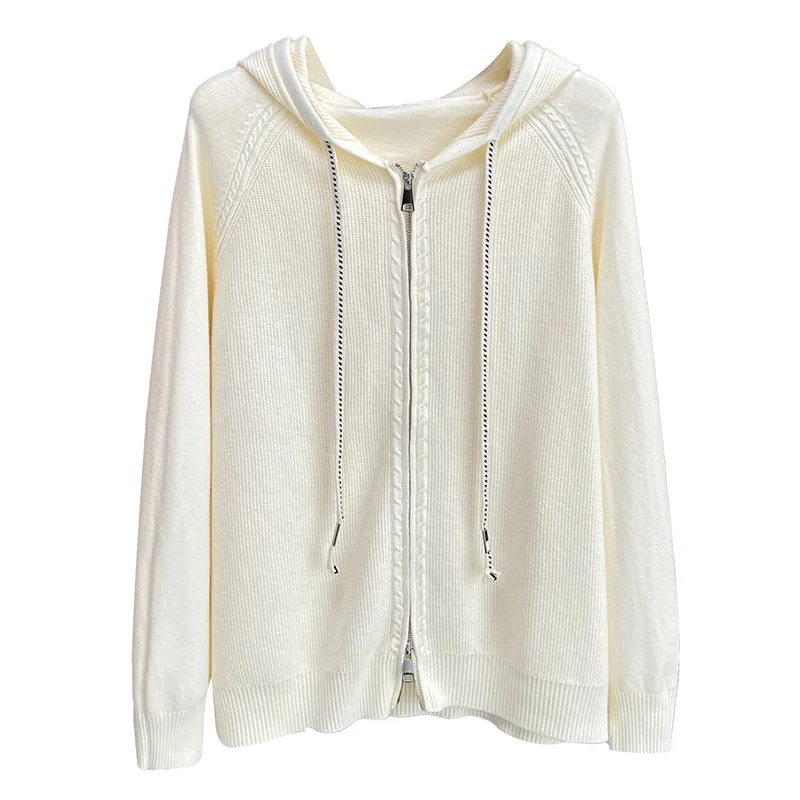 Женский трикотажный кардиган на молнии Свободный Повседневный свитер с