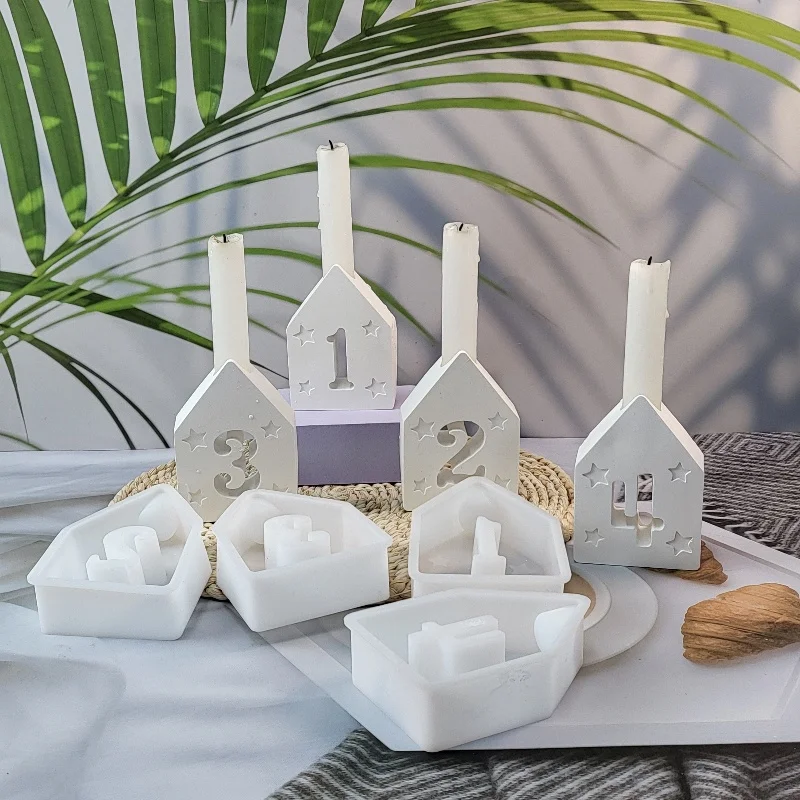 Силиконовая форма в виде цифр и сердечек для рождественской елки гипсовая