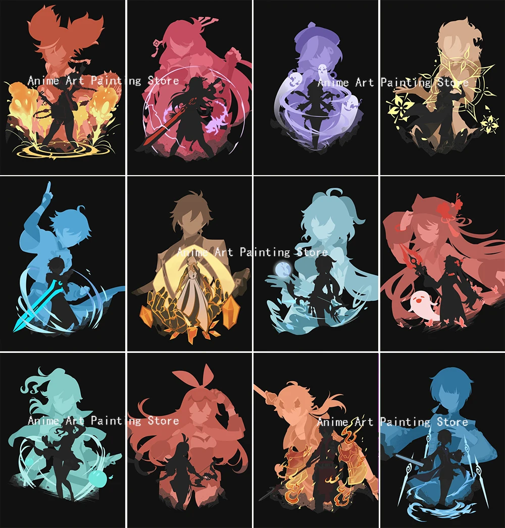 

Video Game Genshin Impact Decoration Mural Anime Character Poster Canvas Painting Wall Art Print Kids Room Decor Home Decor