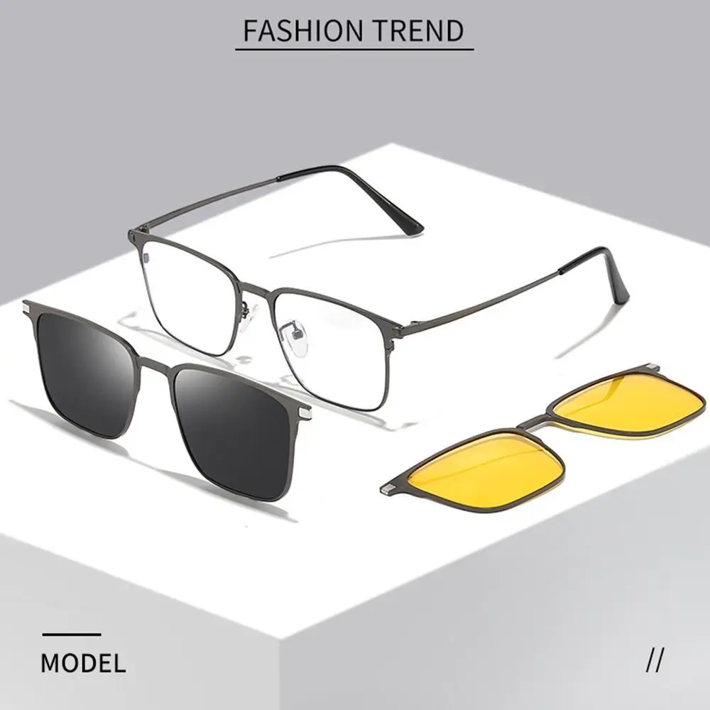 

Новый тренд 3 в 1 Набор очков металлические очки с защитой от синего света с магнитным зажимом поляризационные/солнцезащитные очки ночного в...