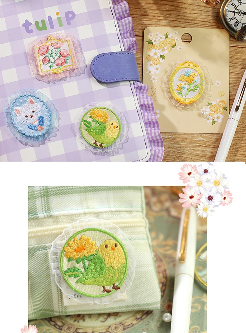 Самоклеящиеся кружевные нашивки стильные вышитые цветы искусственные милые