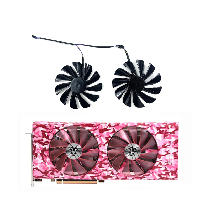 

For HIS RX 5700 XT PINK ARMY OC Graphics Card Fan 2PCS 95MM 4PIN DC 12V FDC10U12S9-C CF1010U12S RX5700 XT PINK ARMY GPU Fan...