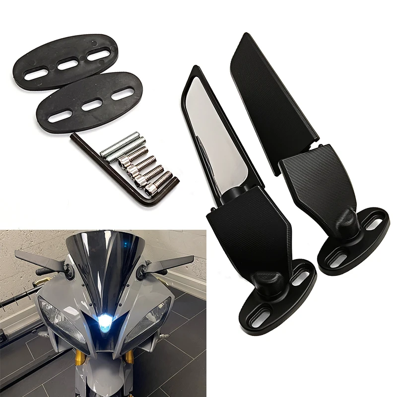 

Motorcycle Modified Rearview Mirrors Accessories Wind Wing Adjustable Rotating Aluminum Mirror For R6 R25 kawasaki ninja 400 650