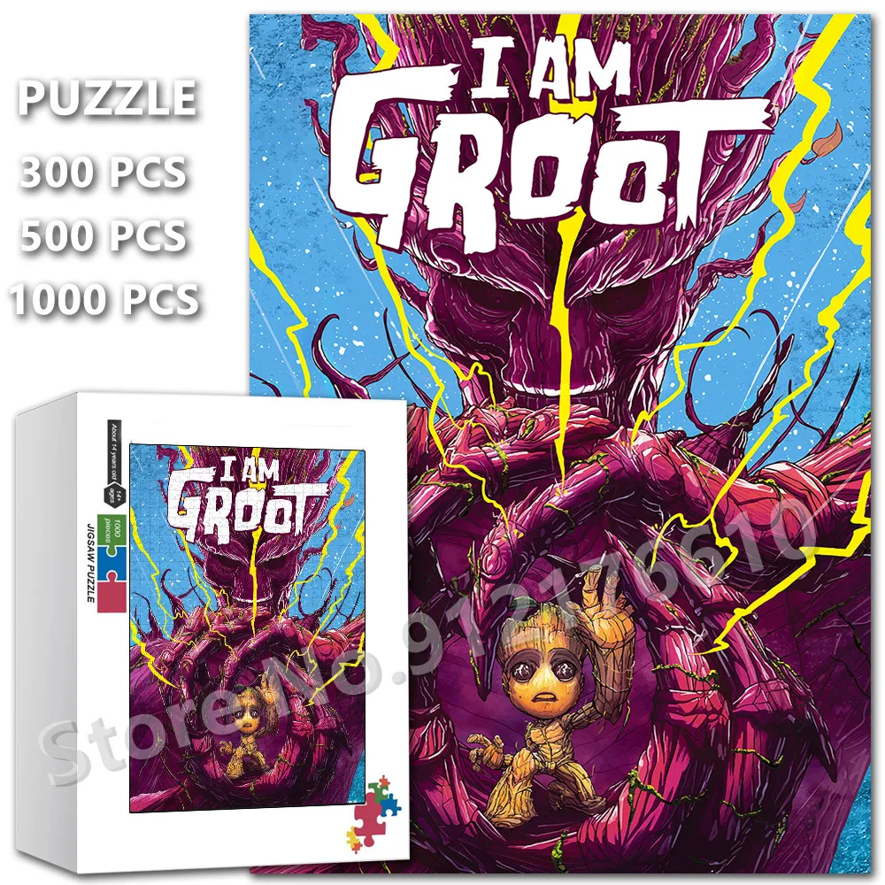 

I Am Groot!guardians of The Galaxy Jigsaw Puzzle Marvel Disney Superhero Wooden Puzzle Decompress Educational Family Game Gifts