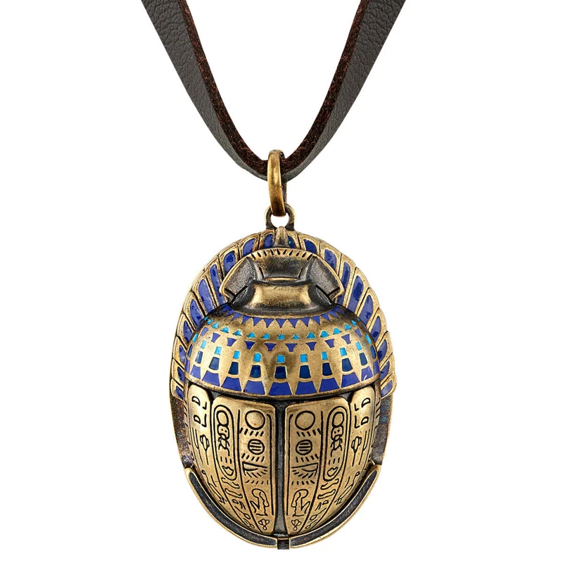Superhero Marc Spector Cosplay Egyptian Scarab Compass Necklace Pendant Unisex Jewelry Prop Accessories Halloween