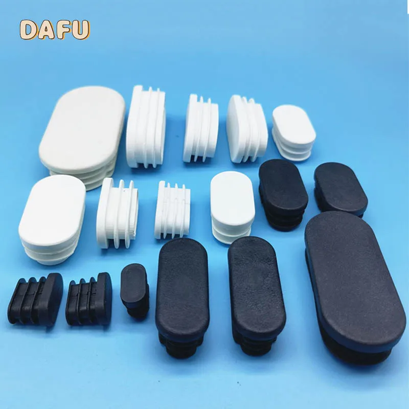 

Plastic Oval Oblong Tubes End Cap Bungs Blanking Plugs Tube Pipe Inserts Table Feet Chair White Black Dust Cover