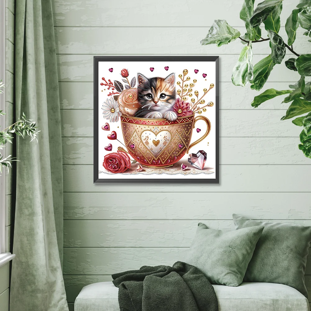 5D DIY Частичная дрель специальной формы Набор для алмазной живописи Чашка Кошка