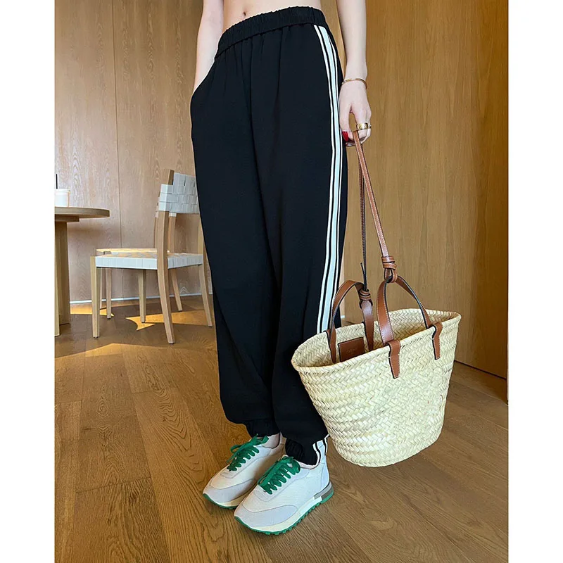 

Леггинсы с вышивкой и надписью, модные повседневные облегающие Универсальные леггинсы контрастных цветов, Новинка для весны и лета