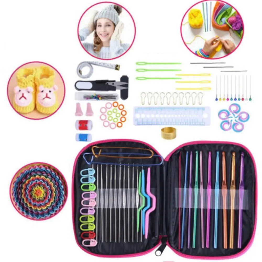 

100Pcs DIY Weaving Tools Knitting Needle Craft Case Mixed Crochet 22 Sizes Crochet Stitches Knitting Hooks Needles