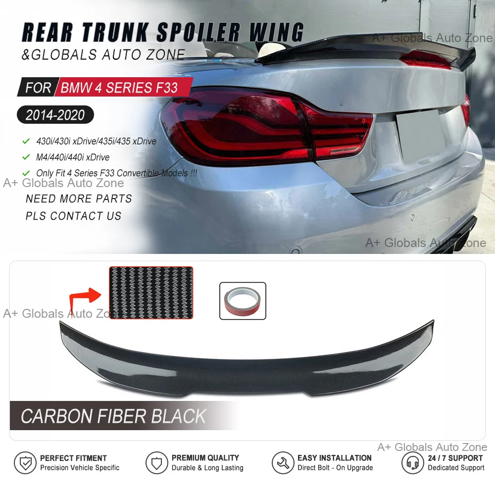 Фото Для BMW 4 серии F33 кабриолет (2-дверные модели) 2014-2020 годов выпуска, M4 430i 435i 440i, карбоновый спойлер на крышку багажника в стиле PSM. №1