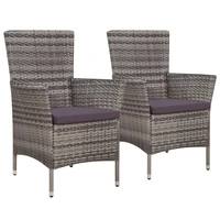 patio outdoor chairs deck outside furniture set lounge chair decor 2 pcs with cushions poly rattan gray