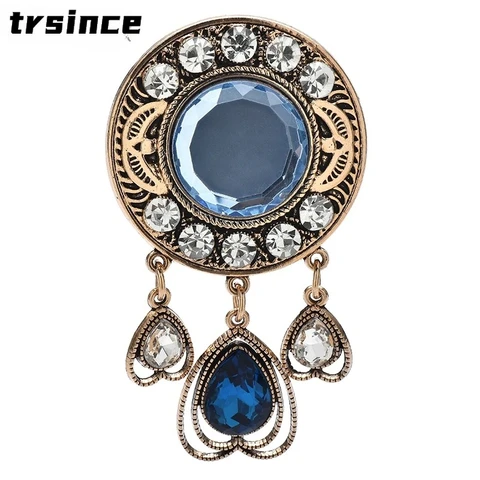 Винтажная синяя брошь trsince