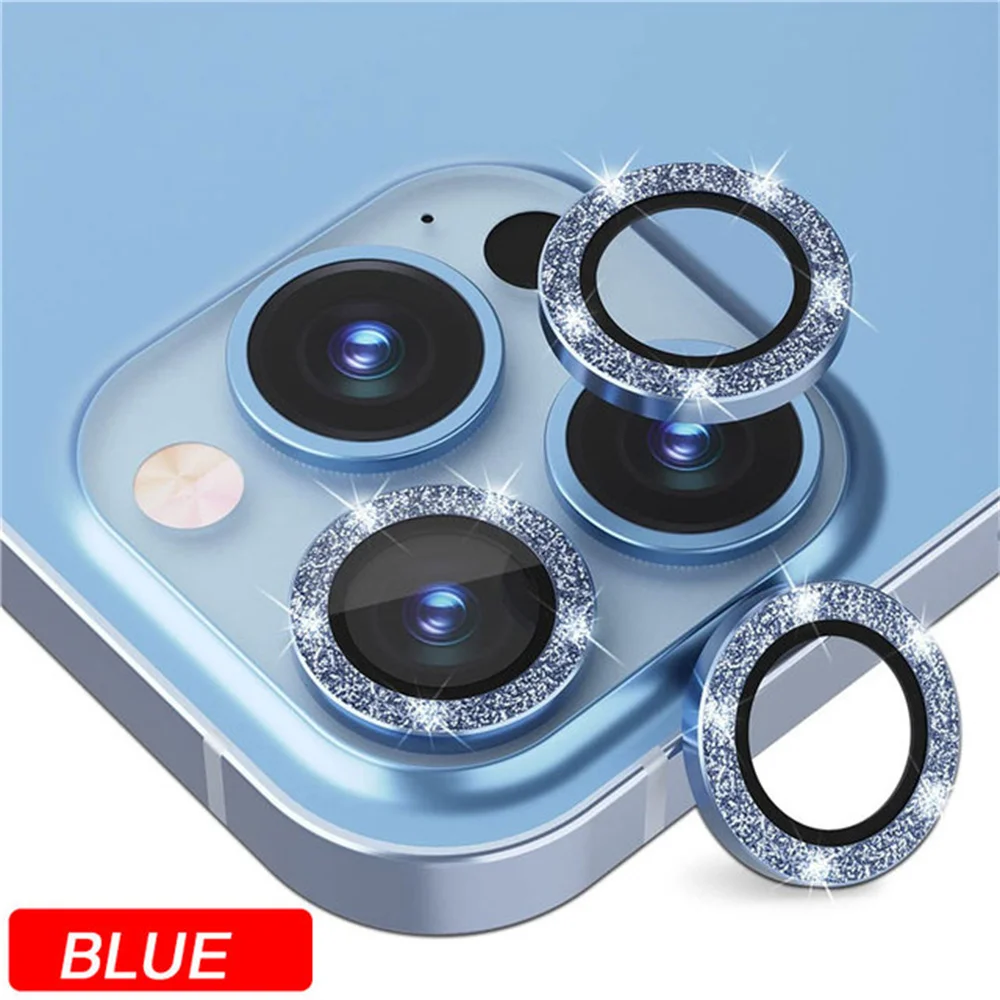 100pcs Luxury Glitter Diamond Camera Lens Protector For iPhone 11 12 13 mini 14 Pro Max Back Camera Glass Protector Sticker Cap