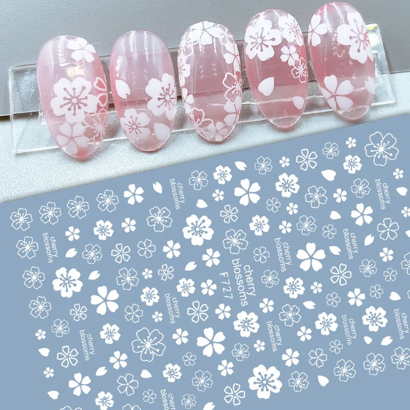 New nail stickers daisy cherry blossom back glue nail decorative decals waterproof lasting student cartoon nail stickers