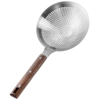 extra large kitchen strainer skimmer with sturdy wood handle 304 stainless steel slotted spoon colander kitchen tools
