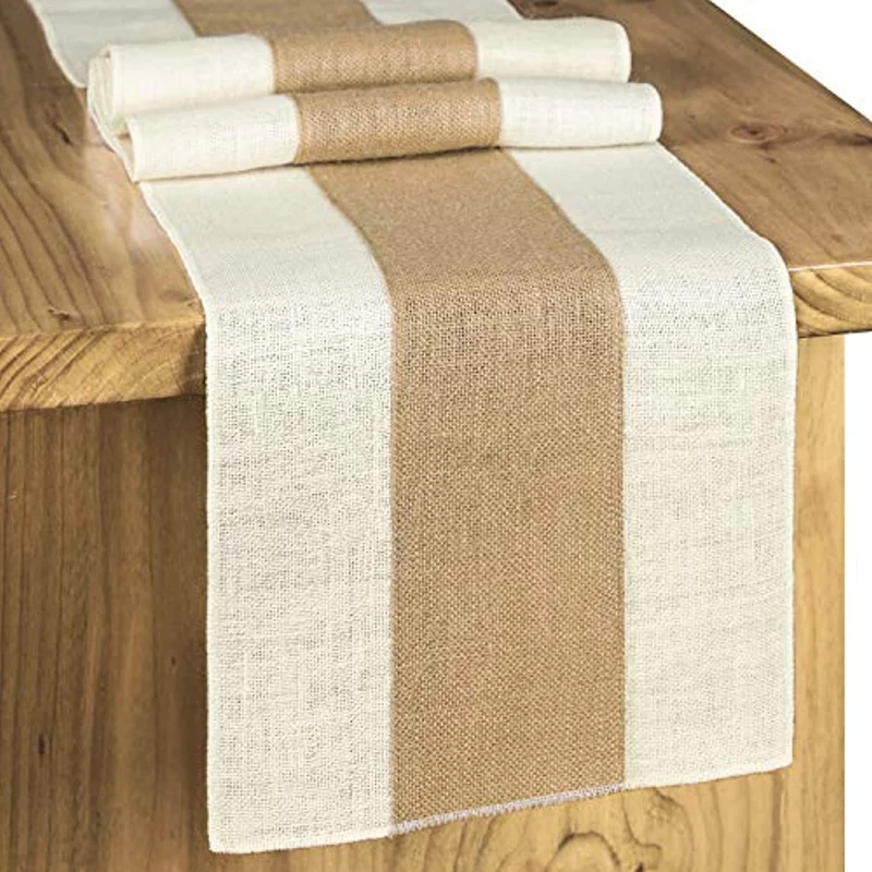 

Simple Table Runner Natural Jute Splicing Japanese Korean Style Table Runners Dining Wedding Home Table Decoration