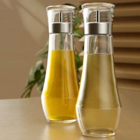 230ml glass oil bottle with stainless steel oil nozzle anti drip for kitchen tool sauce bottle with clear lid