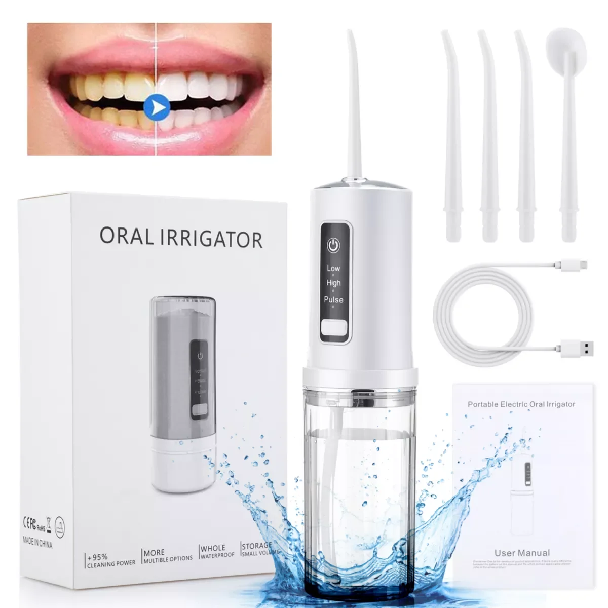 Flosser Dental  Irrigators Sonic Tooth Cleaner Teeth Whitening Dental Water Jet Dentistry Tool  Hygiene Portable