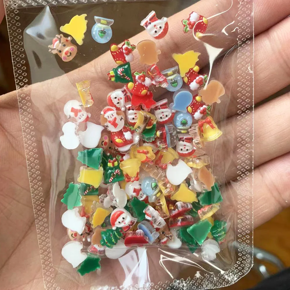 20 шт. мини-мультяшные смоляные рождественские подвески для ногтей 3D милый
