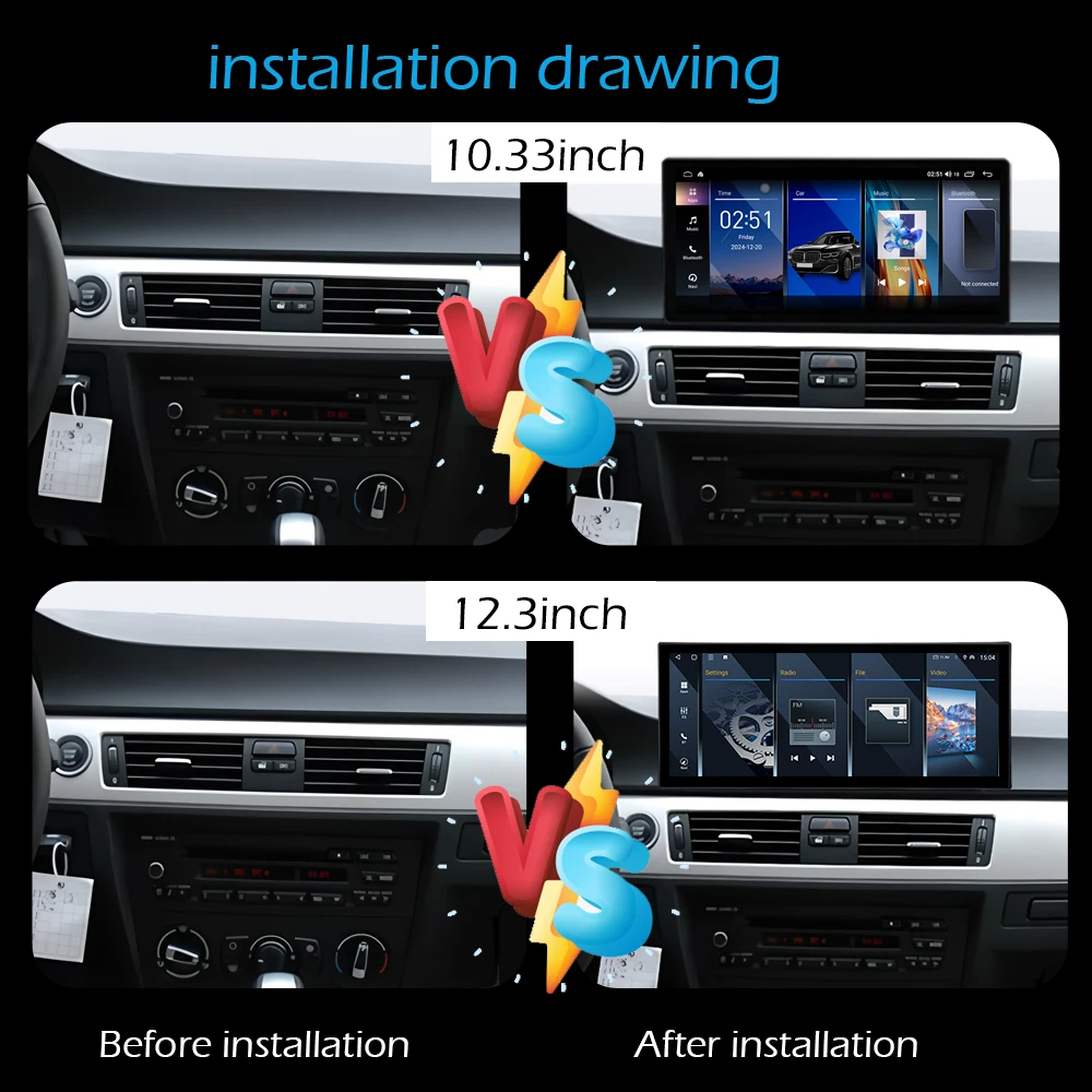 Фото Автомобильный мультимедийный плеер для BMW 3 серии E90 E91 E92 2006-2011 без оригинального экрана, навигации, GPS, Android 14 4G, WIFI, Bluetooth №2