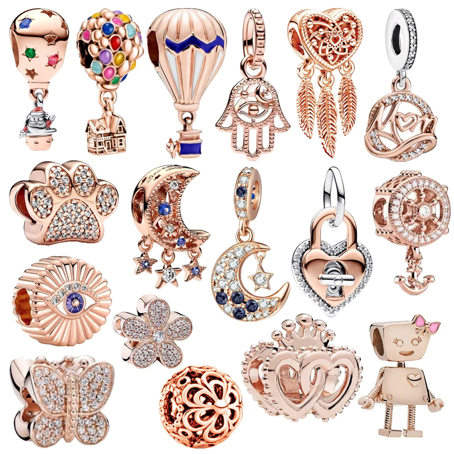 Серия с покрытием из розового золота подвеска бисера принтом лапы воздушный шар