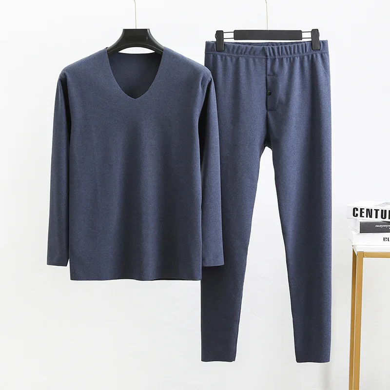 Large Size Seamless Men's Thermal Underwear Suit Male Winter Thicken Thermo Underwear Set 2Pcs Mens Keep Warm Thermal Clothing