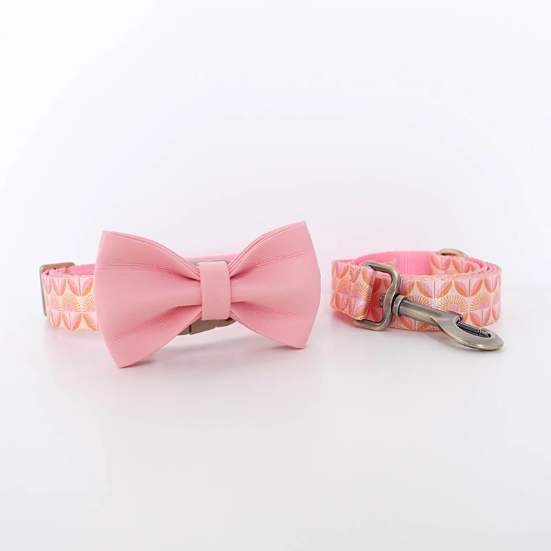 

Durable Nylon Dog Training Collar Leash Pet Supplies Dog Harness Collar with light coffee color plastic buckle Sunrise Flower