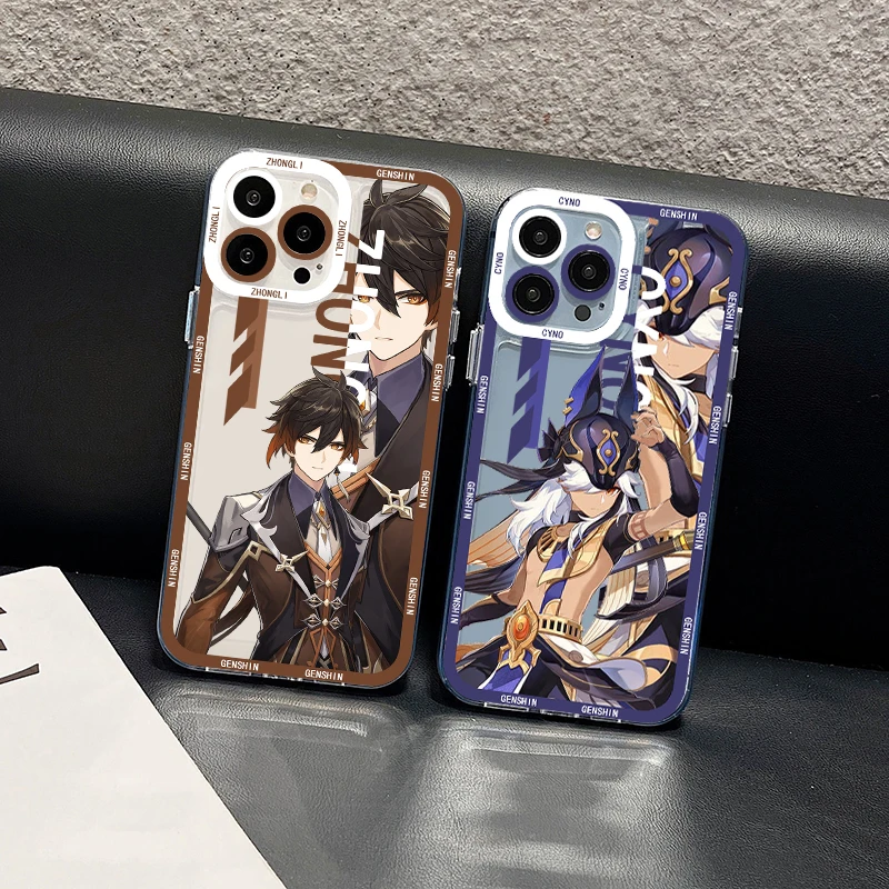 

Anime Genshin Impact Cyno Zhongli Phone Case for iPhone 11 12 13 Mini Pro Max 14 Pro Max Case shell