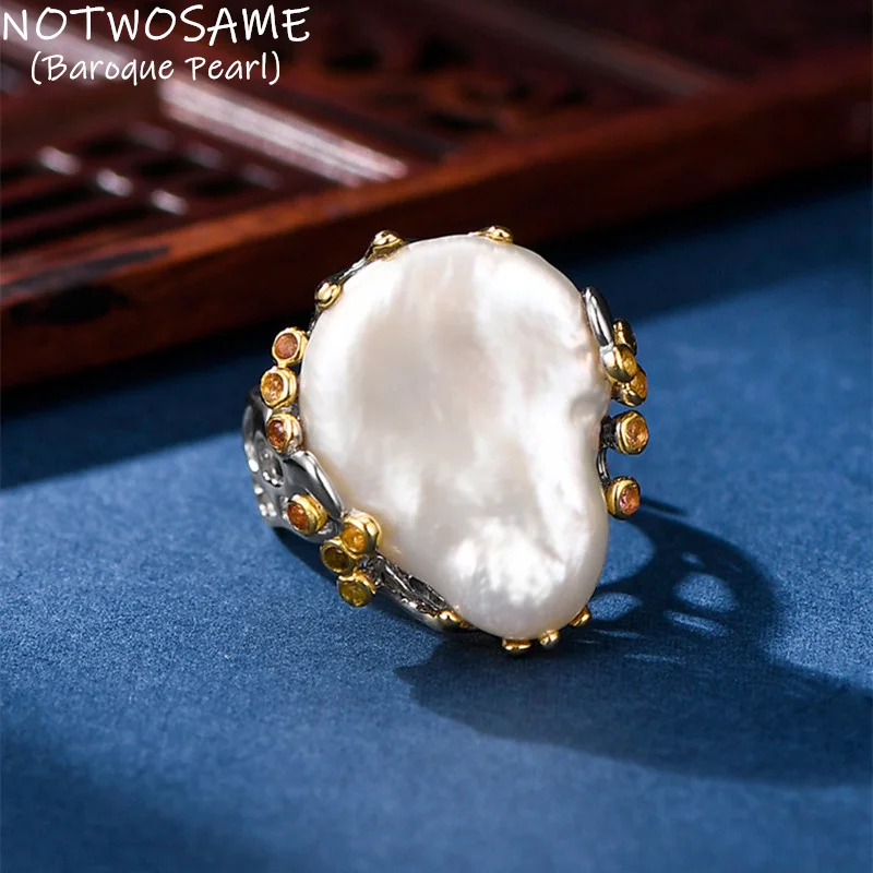 

Женское кольцо с натуральным барочным жемчугом, серебро 925 пробы