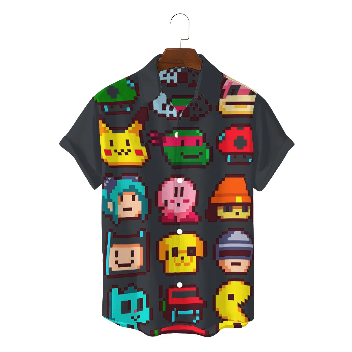 

Pixel Stickers Hip Hop 3D Shirt Pacman Retro Games Leisure Hawaii Shirts Newest Stuff For Adult