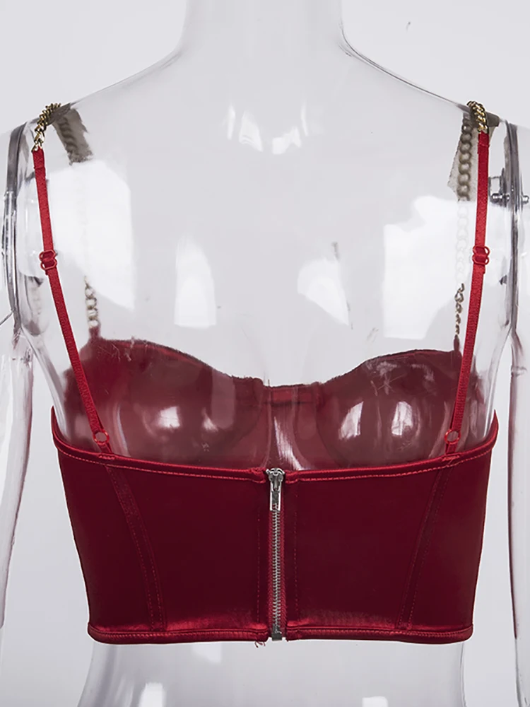 Женский укороченный топ-бюстье NewAsia черный топ на бретельках с цепочкой