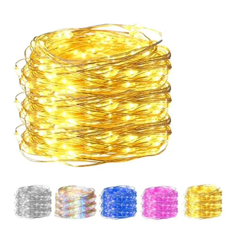 30 лампочек светодиодный гирляндный светильник на батарейках медная проволока