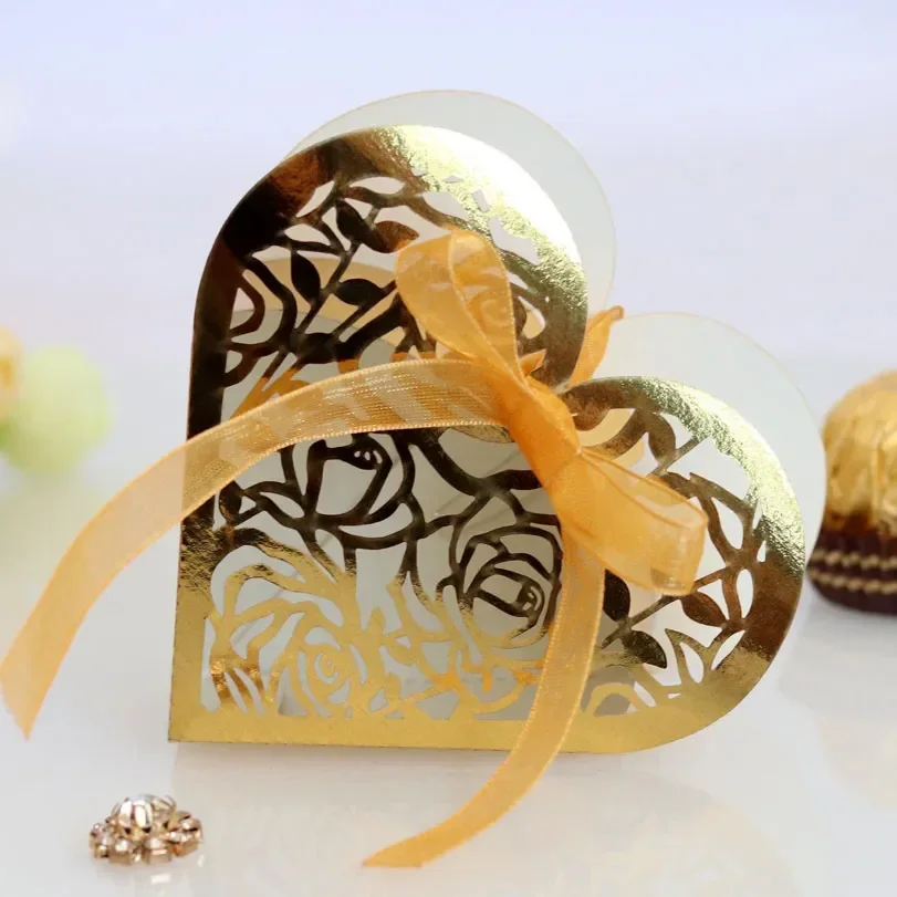 Коробка конфет с лазерной резкой сердце роза свадебное драже свадебный подарок