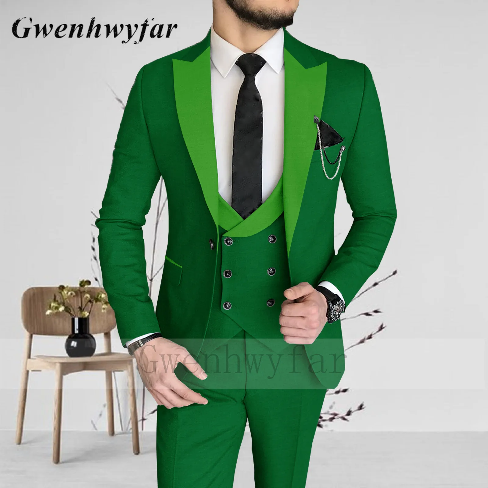 Gwenhwyfar ярко-зеленые мужские модные костюмы с лацканами 2022 крутая одежда для