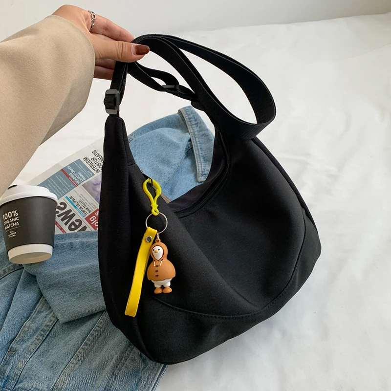 

Повседневные сумки через плечо для женщин, простая Студенческая сумка на плечо, водонепроницаемая нейлоновая школьная сумка, женская сумка-мессенджер, женская сумка-хобо