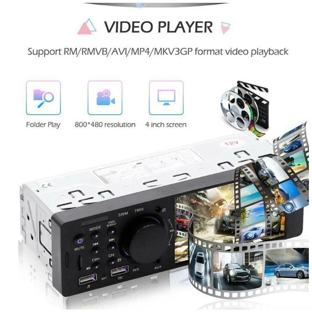 

1 Din 4" Car Radio Bluetooth Android-Auto MP5 Player Handfree A2DP USB Stereo Audio System Multimedia Head Unit F7805C