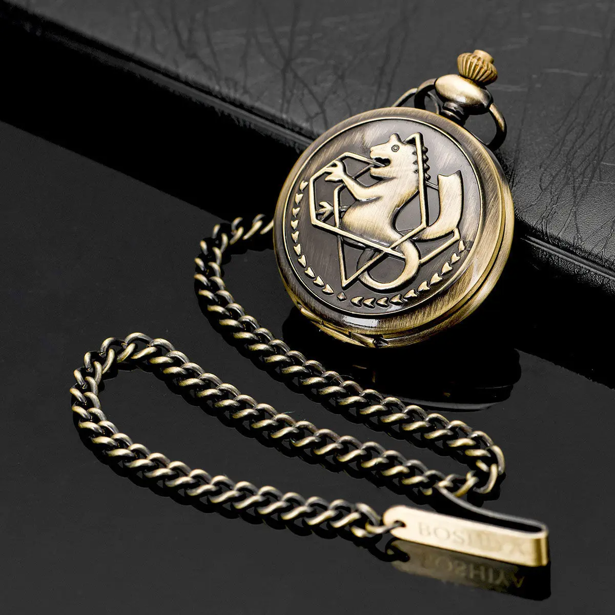 

Pocket watch retro flip cartoon animation steel alchemist pocket watch cartoon hollowed out seahorse animation student Watch