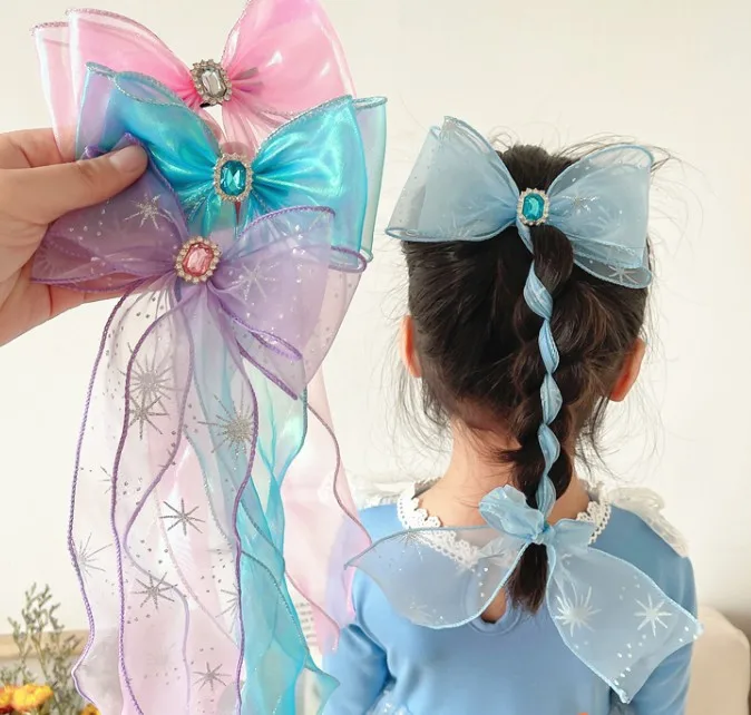 Новинка Детские аксессуары для волос девочек Радужная пряжа принцессы с