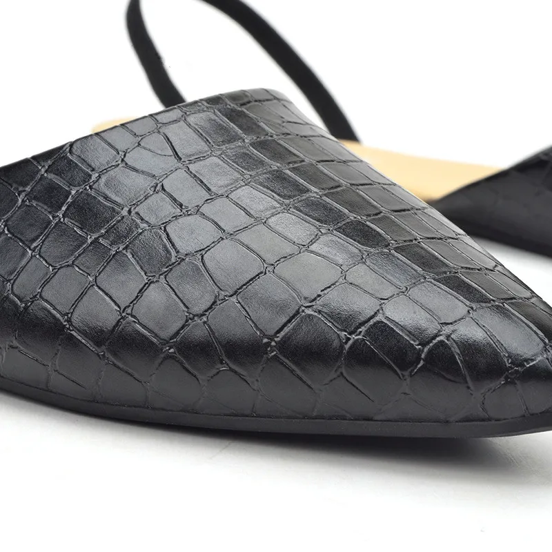 Pointed Toe Women Sandals Shoes PU Leather Luxury Shoes Flat with Summer Slippers Woman Elegant Fashion Flat Sandals