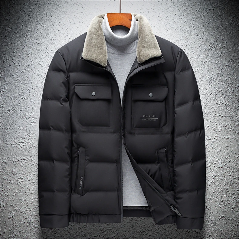 High End Luxury Brand Designer Casual Fashion 2022 Grey Duck Down Coats Winte Men With Fur Jacket Windbreaker Puffer Clothes Men