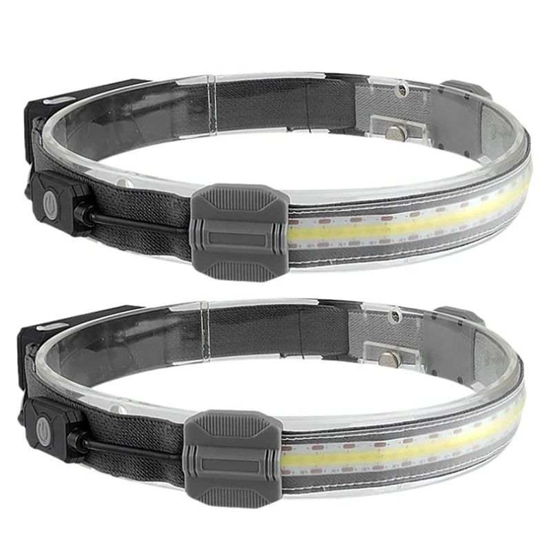 

Promotion! 2 Rechargeable Headlamps Wide Beam LED Headlamp 300 Lumens For Camping Running Hiking Fishing Hard Hat Headlight