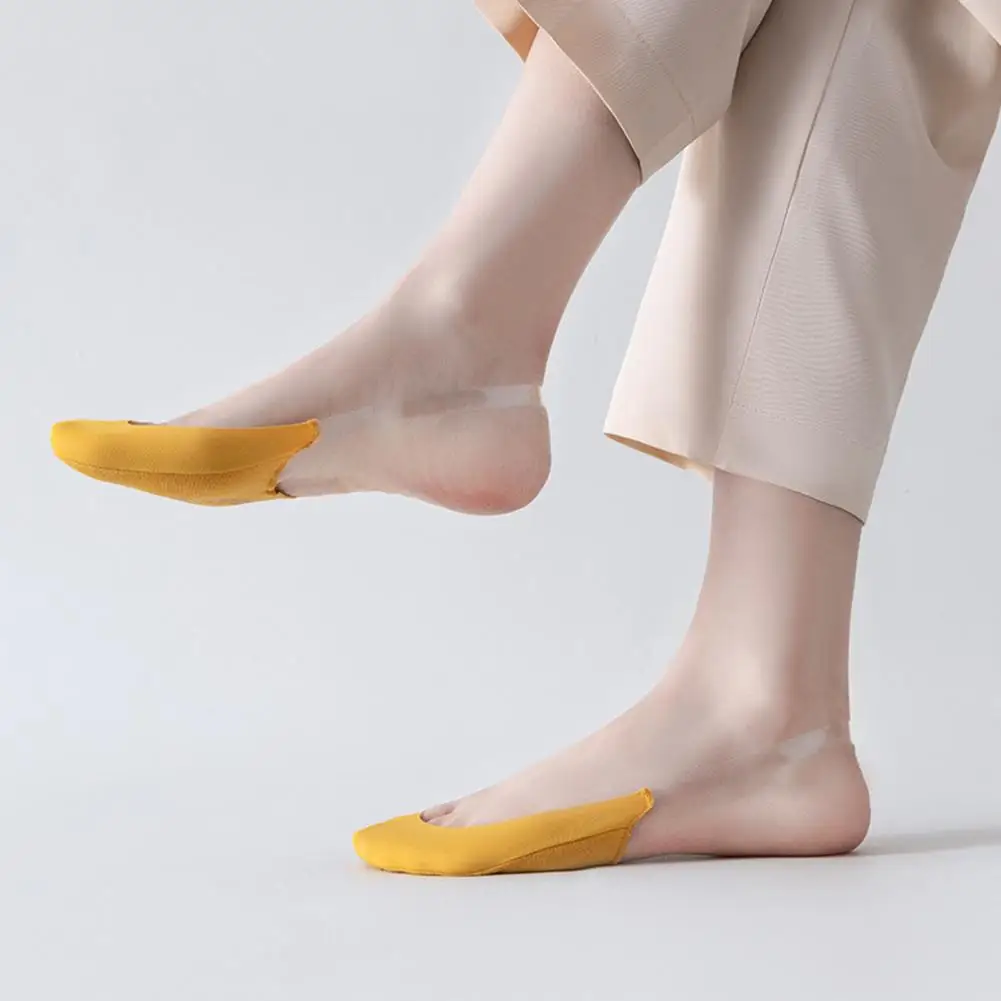 

1 Pair Simple Skin-touching Half Boat Socks Breathable Transparent Suspenders Half Invisible Socks Sweat Absorbing