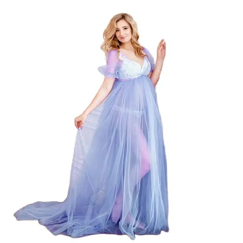 

Maternity Baby Shower Perspective Dress Sleeveless Maxi Gown Pregnant Women Summer Fancy Photo Shoot Photography Prop Clothes