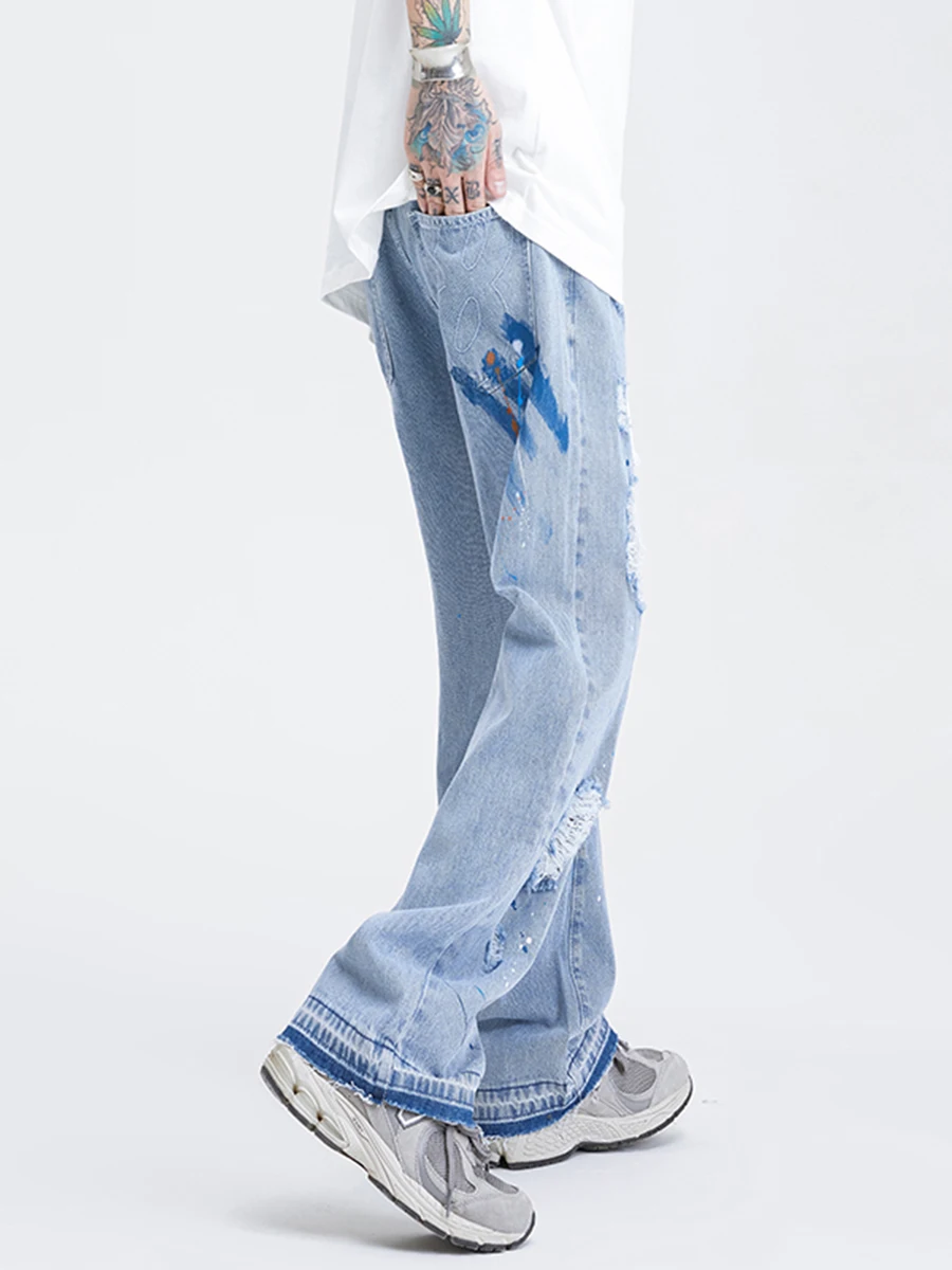Four Seasons Men Painted Street Jeans Men's Loose Casual Denim Trousers Hip Hop Harajuku Designer Pants Streetwear Ins Hot Sale