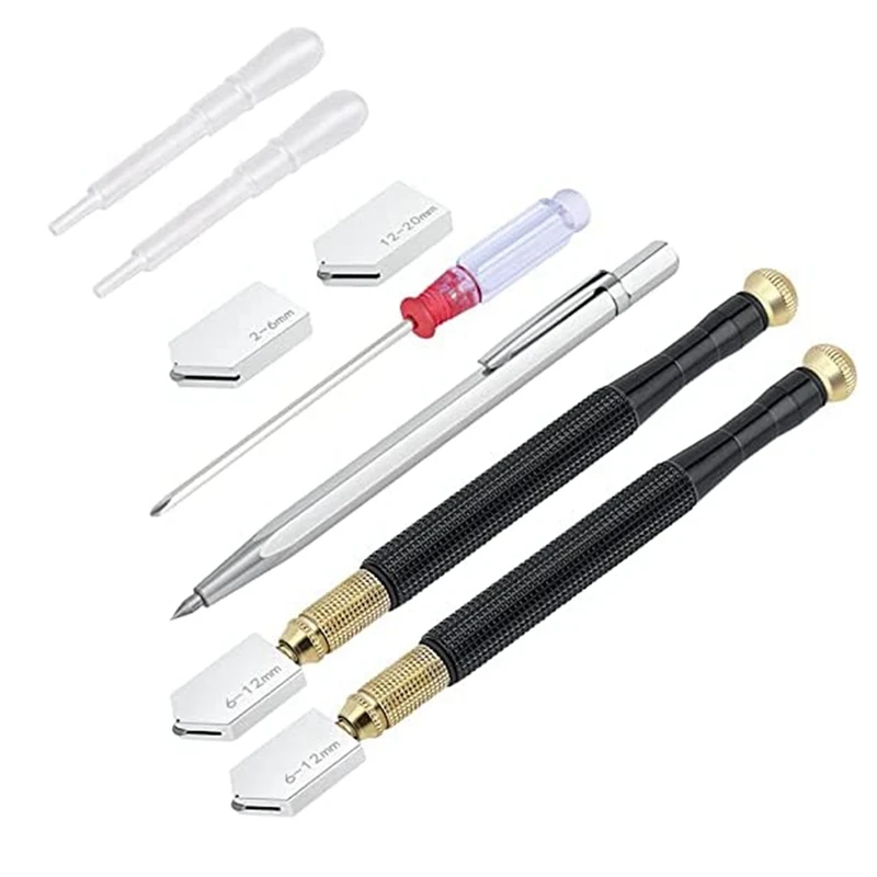 

Набор для резки стекла 2 мм-20 мм, ручка из сплава, инструмент из сплава, ручка для письма для толстой стеклянной мозаики и плитки