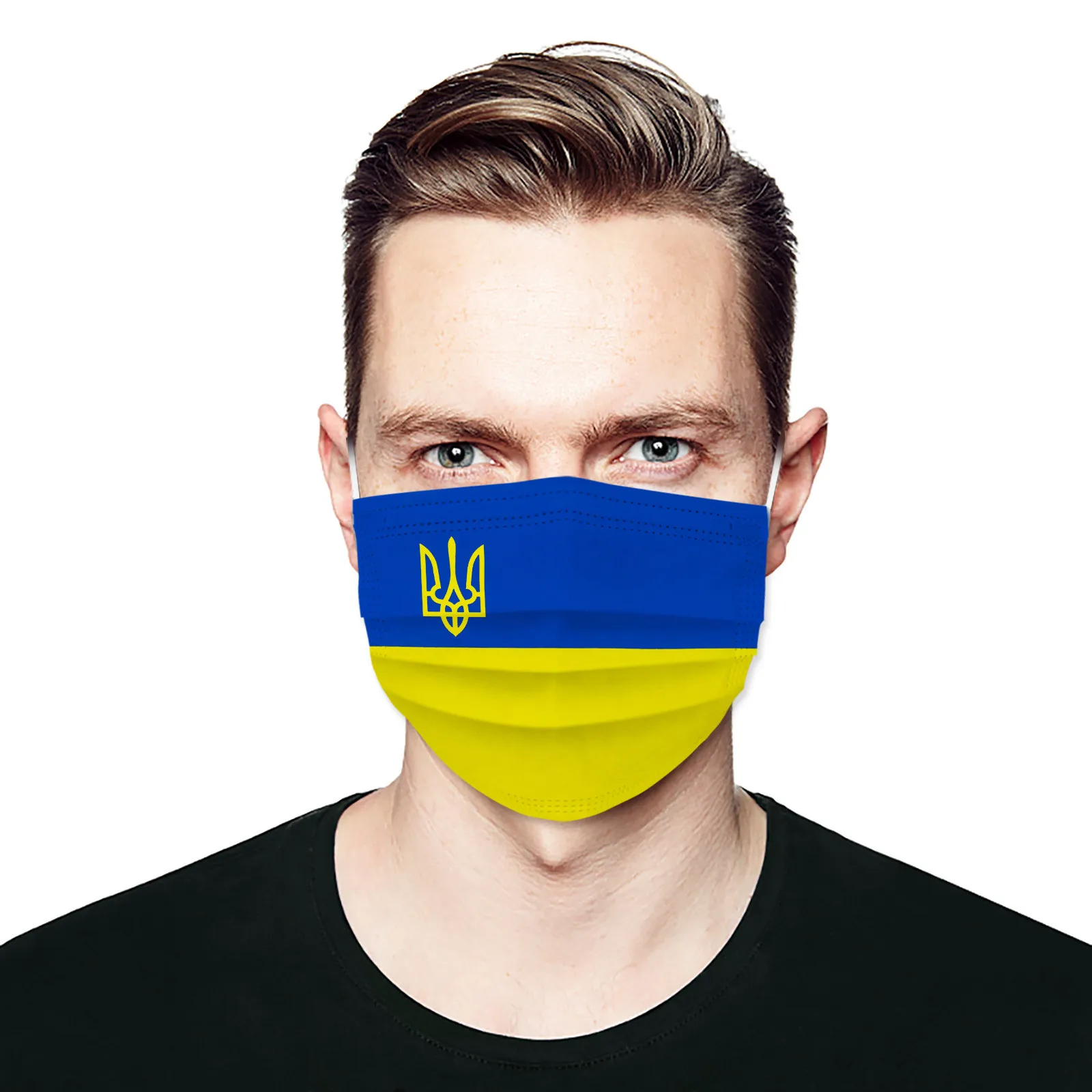 Маска для лица с украинским флагом взрослых женщин и мужчин одноразовая защита
