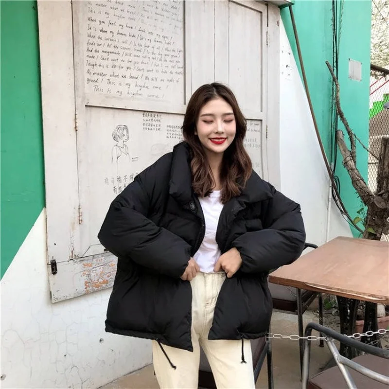 Winter stand-up collar women's new all-match quilted thickened cotton clothes BF wind loose cotton clothes bread clothes