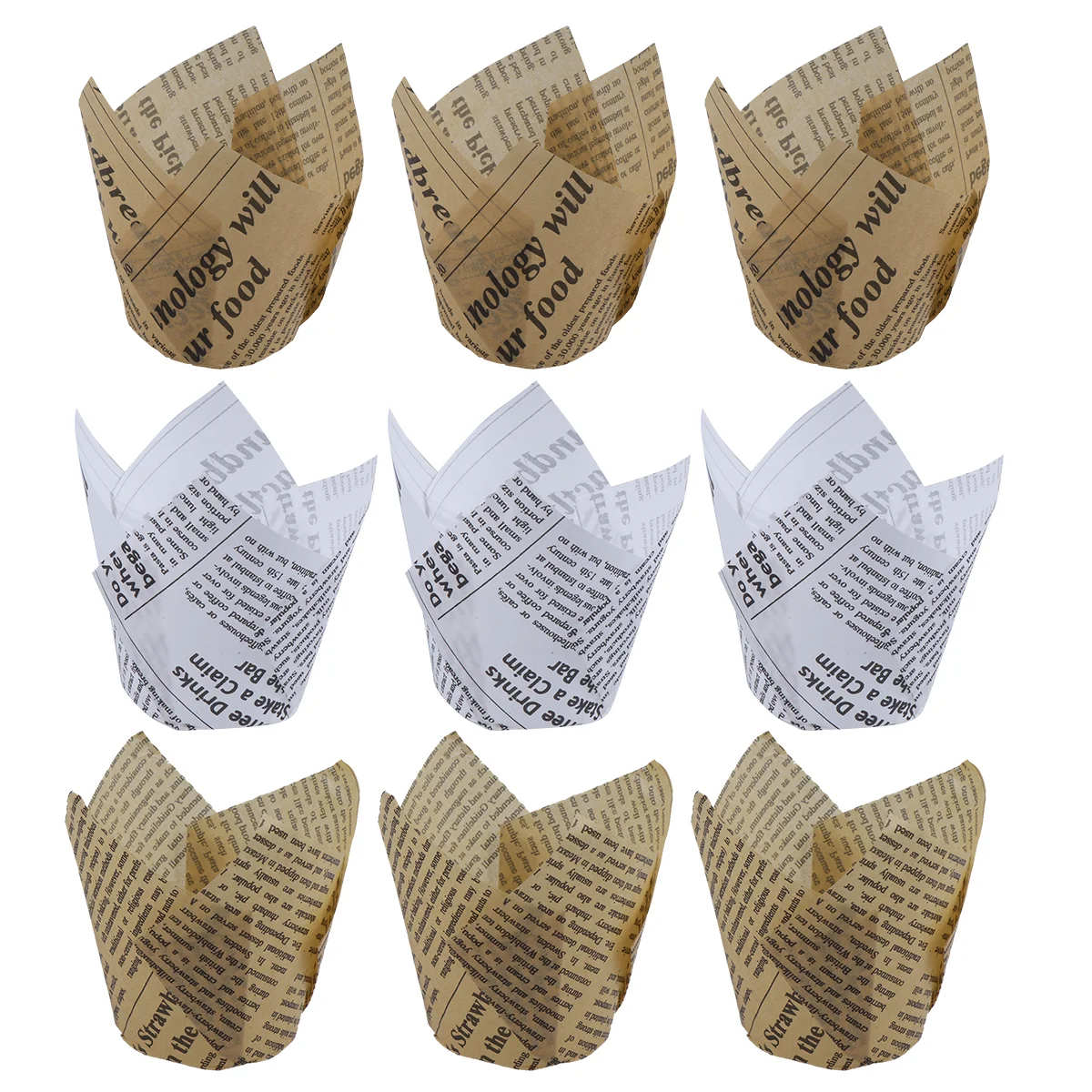 

150pcs Paper Cup Safe Creative Newspaper Paper Wrapper Paper Cup for Birthday Wedding Cake Shop
